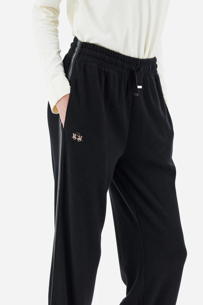La Martina Women’s Joggers Cotton Interlock Fleece with Striped Bands | Black