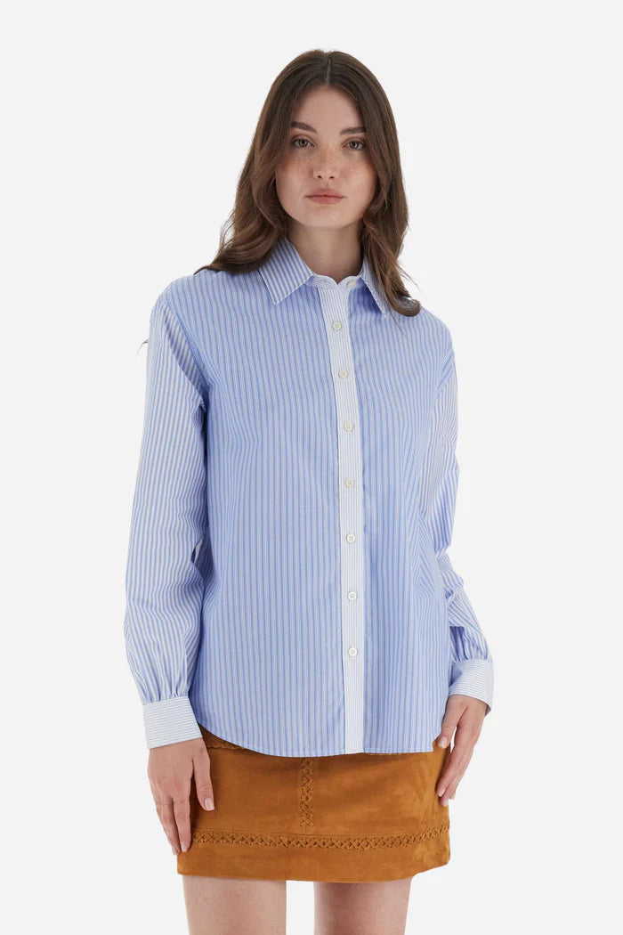 La Martina Women’s Classic Shirt in Striped Poplin | Blue/White
