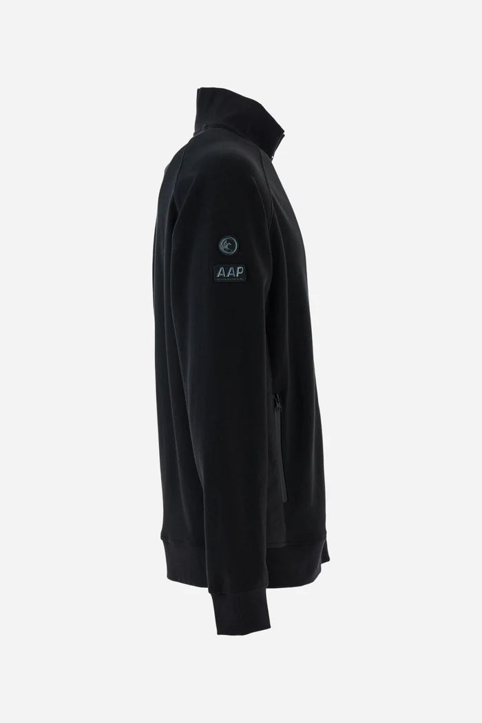 La Martina Men's full-zip Interlock Sweatshirt with Macro Text | Black