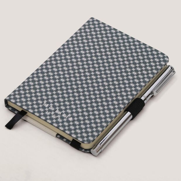 Ted Baker Garald Printed A6 Notebook with Pen | Black