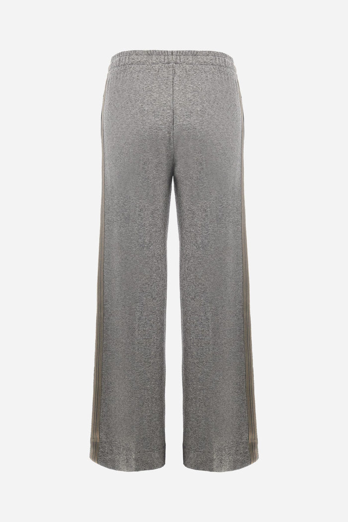 La Martina Women’s Joggers Cotton Interlock Fleece with Striped Bands | Medium Grey
