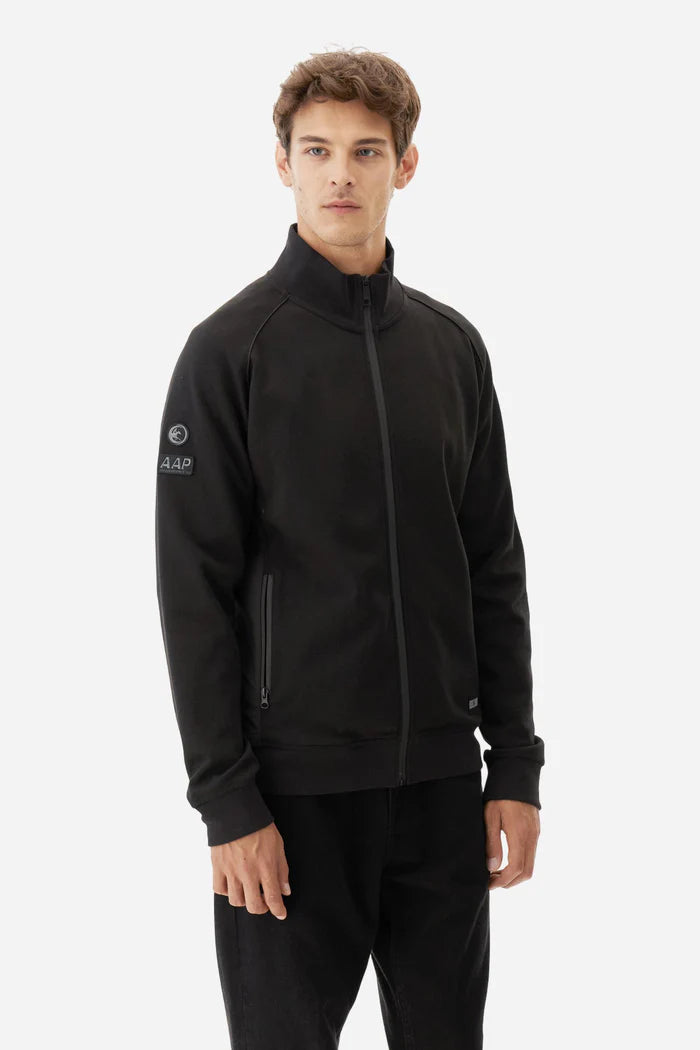 La Martina Men's full-zip Interlock Sweatshirt with Macro Text | Black