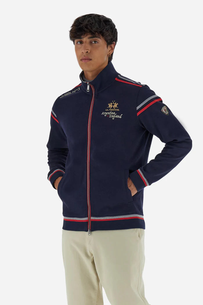 La Martina Men's full-zip Cotton Argentina VS England Sweatshirt | Navy