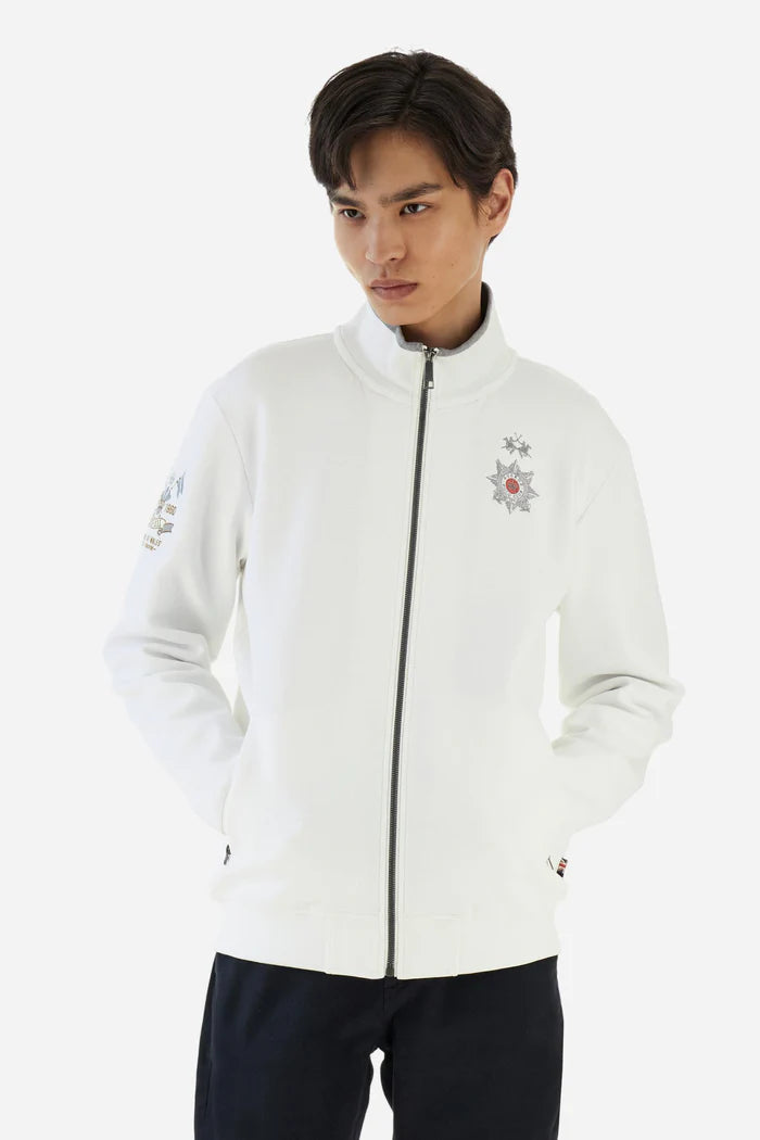 La Martina Guards Line Men's High-neck zip-up Sweatshirt | Off White