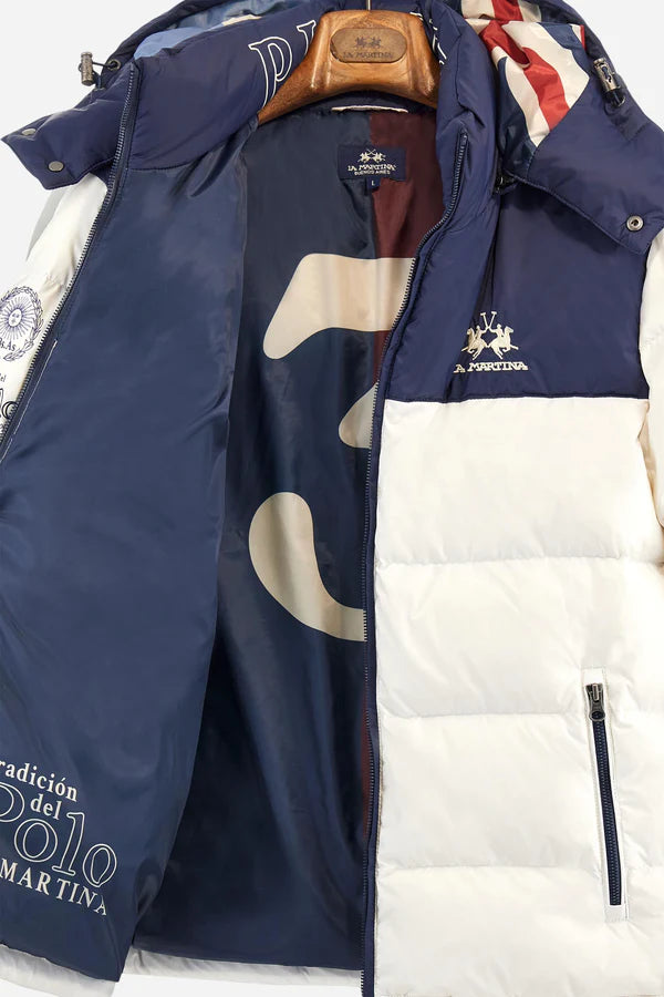 La Martina Men’s Reversible Down Bomber Bicolor Polo Player | White/Navy
