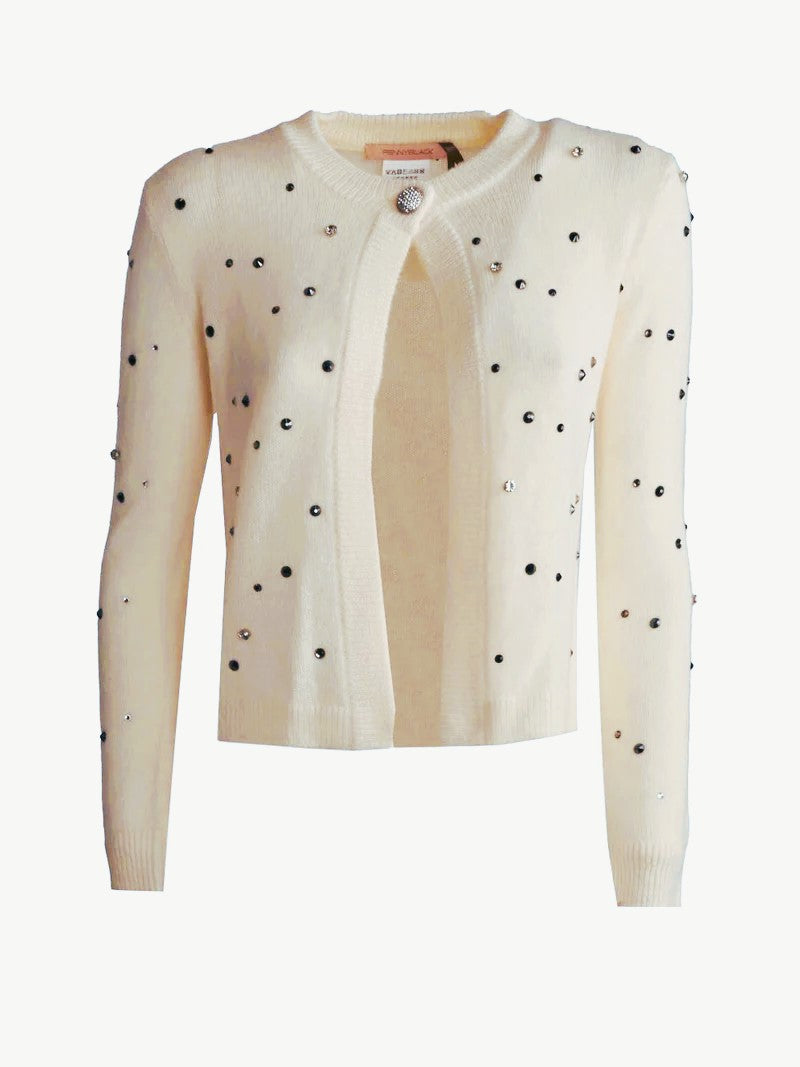 PennyBlack Mastino Rhinestone-detail Boxy Cardigan | Ivory