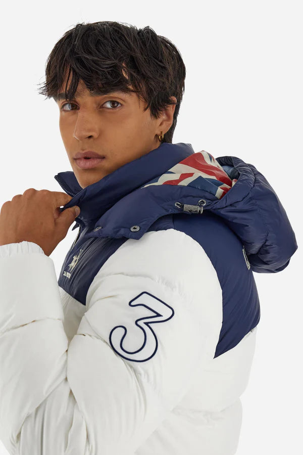 La Martina Men’s Reversible Down Bomber Bicolor Polo Player | White/Navy