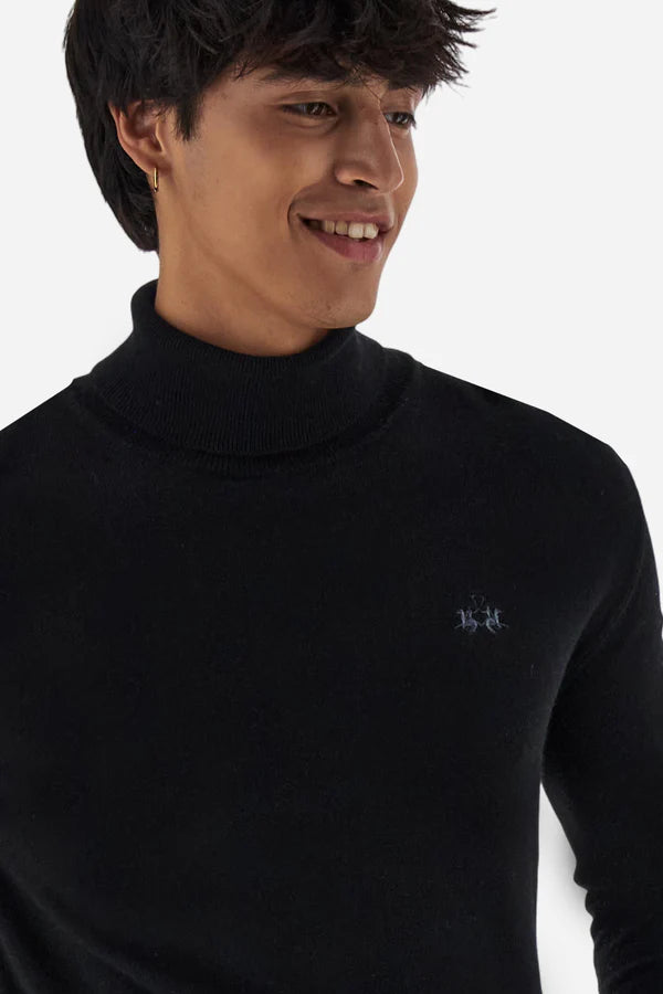 La Martina Men's Wool High Neck Jumper | Black