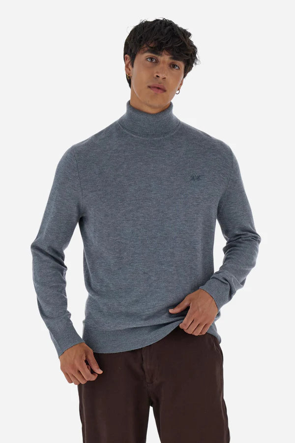 La Martina Men's Wool High Neck Jumper | Medium Grey