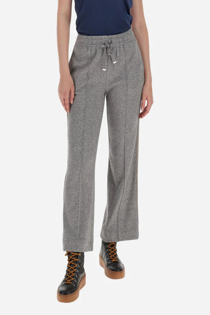La Martina Women’s Joggers Cotton Interlock Fleece with Striped Bands | Medium Grey