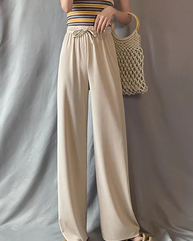 Never Needy Wide Leg High Waist Pants | Apricot