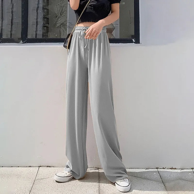 Never Needy Wide Leg High Waist Pants | Grey