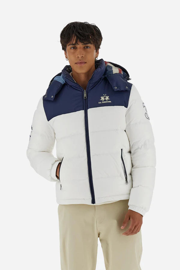 La Martina Men’s Reversible Down Bomber Bicolor Polo Player | White/Navy