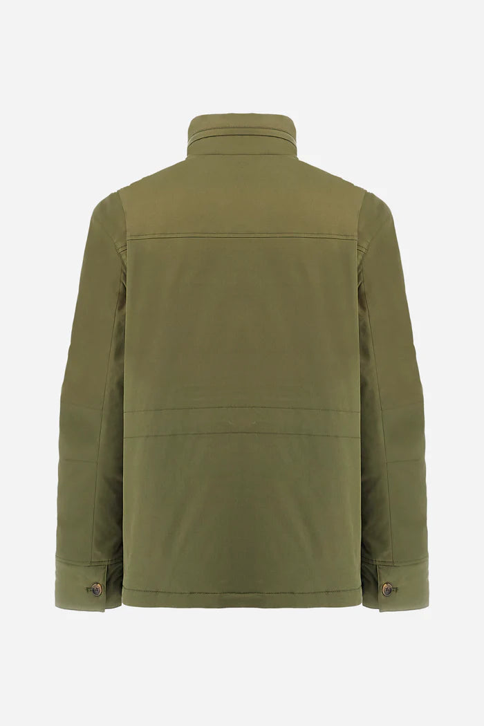 La Martina Padded Field Jacket in Cotton Twill with Cargo Pockets | Bronze Green