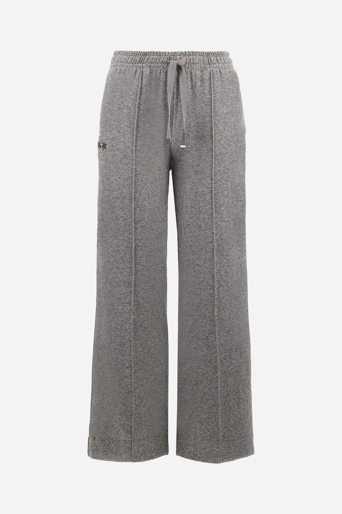 La Martina Women’s Joggers Cotton Interlock Fleece with Striped Bands | Medium Grey