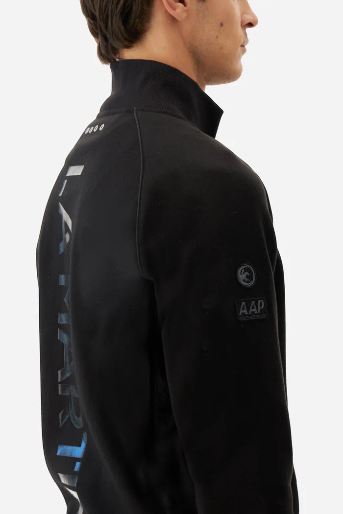 La Martina Men's full-zip Interlock Sweatshirt with Macro Text | Black