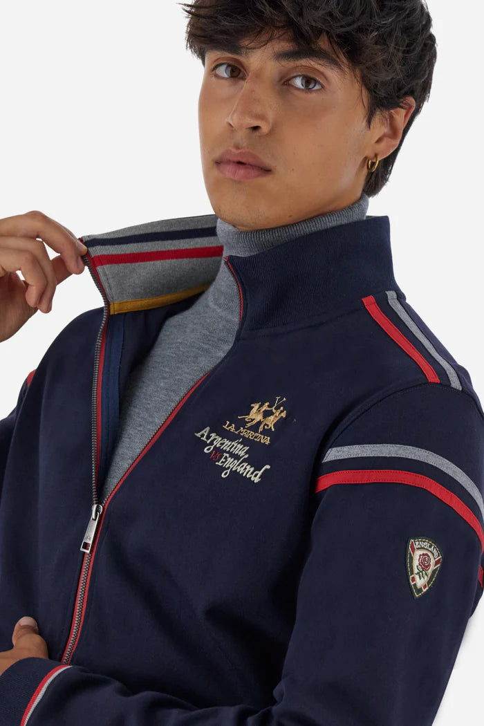 La Martina Men's full-zip Cotton Argentina VS England Sweatshirt | Navy