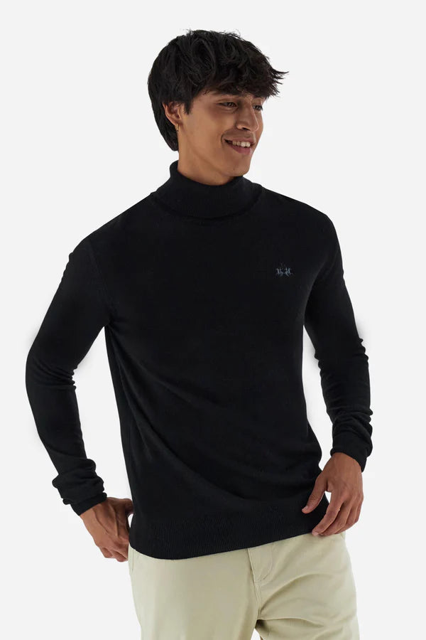 La Martina Men's Wool High Neck Jumper | Black