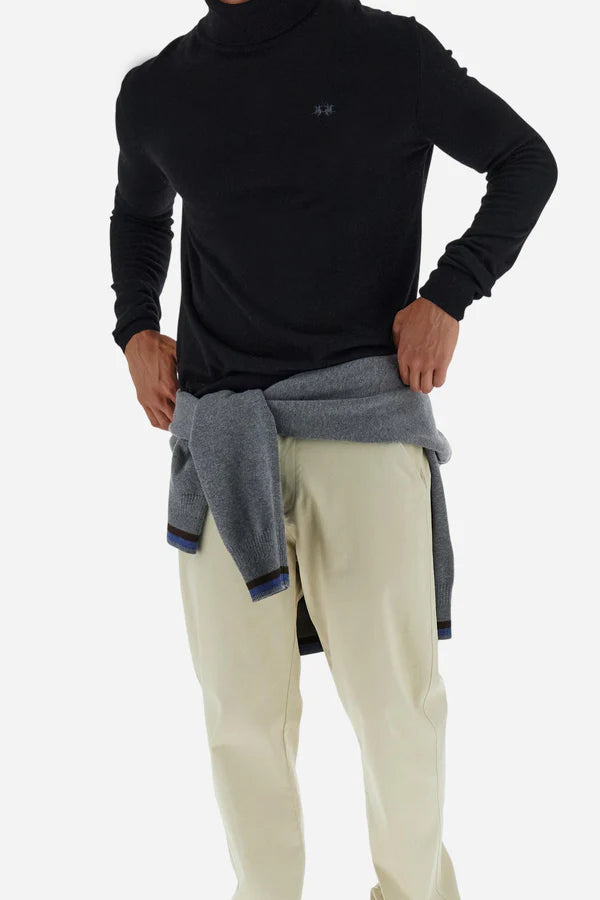 La Martina Men's Wool High Neck Jumper | Black