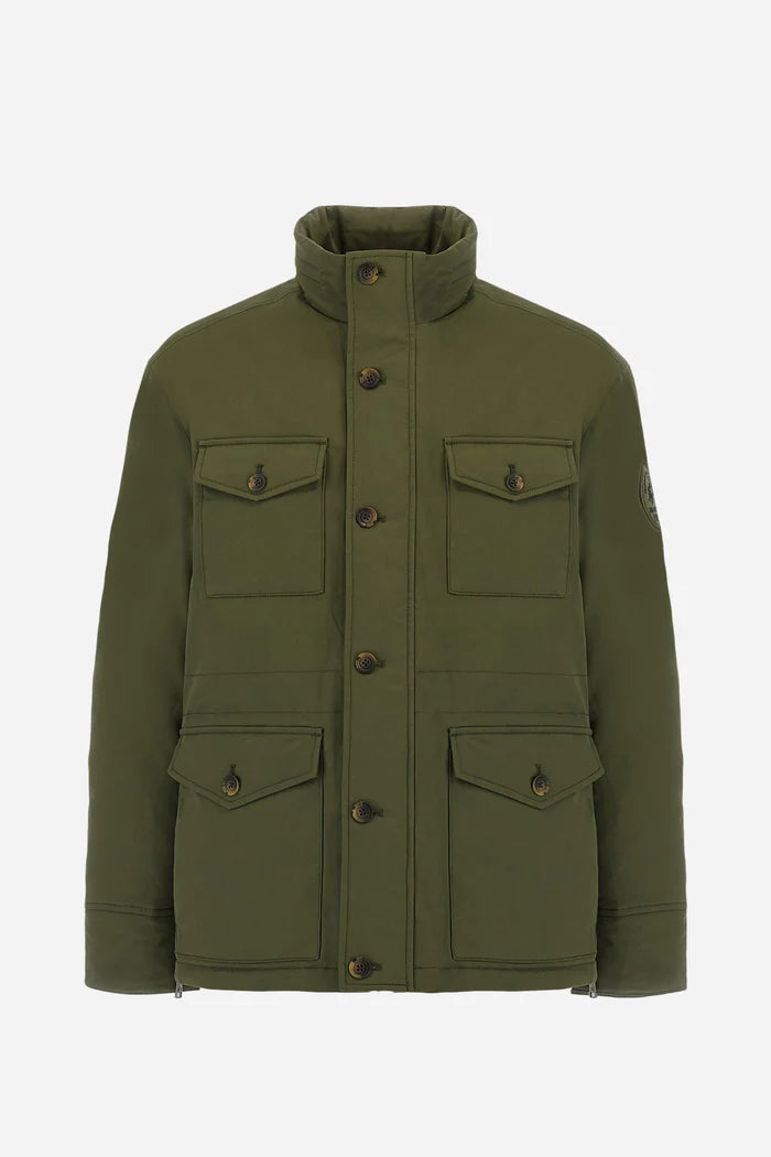 La Martina Padded Field Jacket in Cotton Twill with Cargo Pockets | Bronze Green