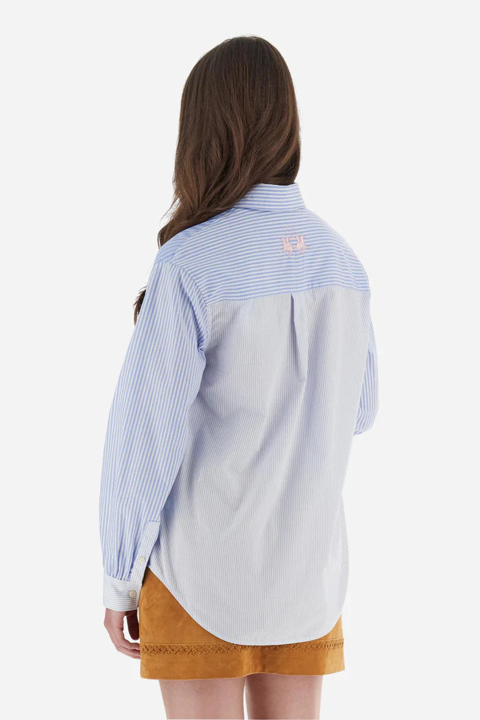 La Martina Women’s Classic Shirt in Striped Poplin | Blue/White