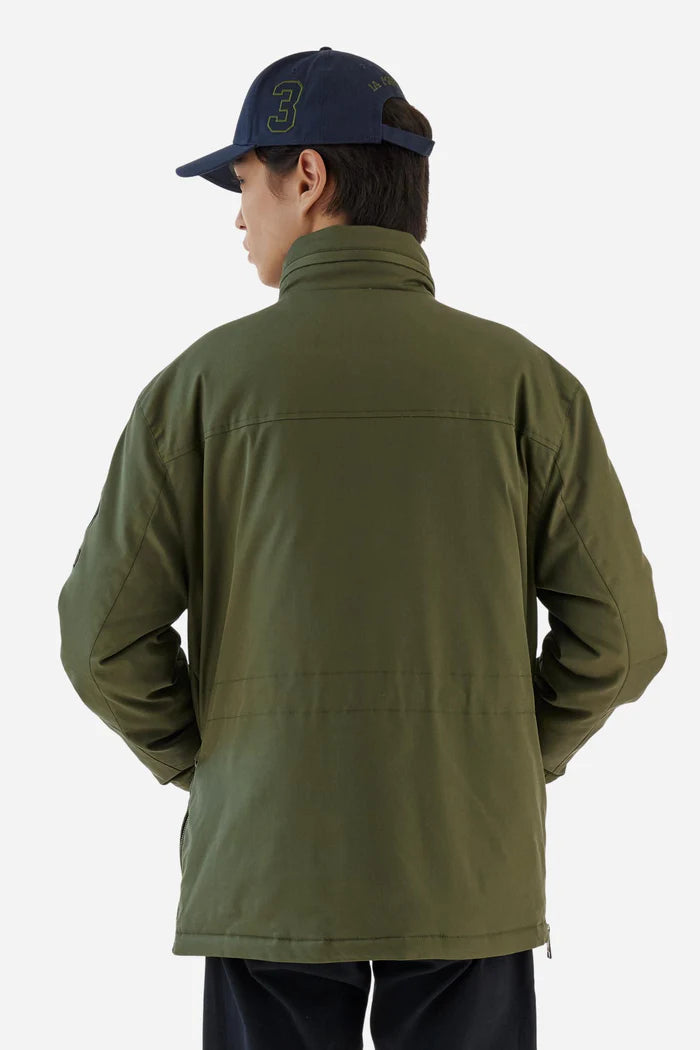 La Martina Padded Field Jacket in Cotton Twill with Cargo Pockets | Bronze Green