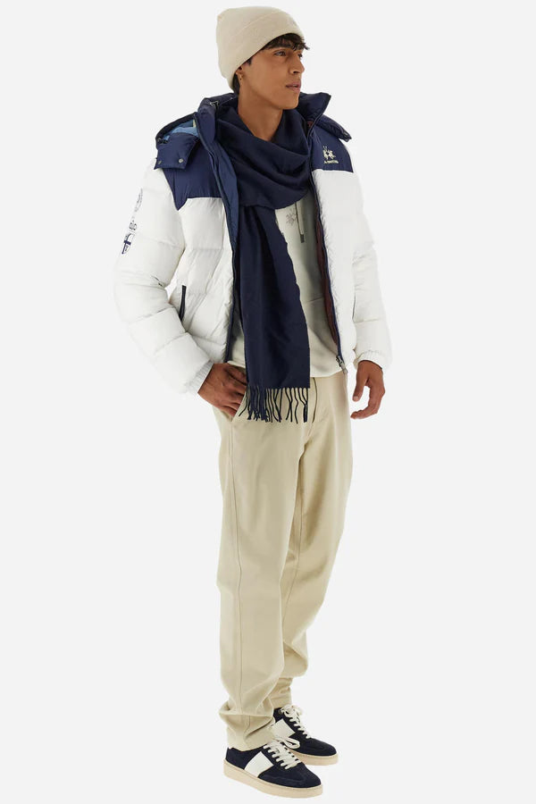 La Martina Men’s Reversible Down Bomber Bicolor Polo Player | White/Navy