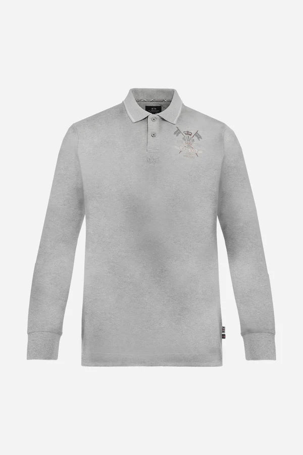 La Martina Men’s Polo Stretch Piqué Heraldic | Light Grey