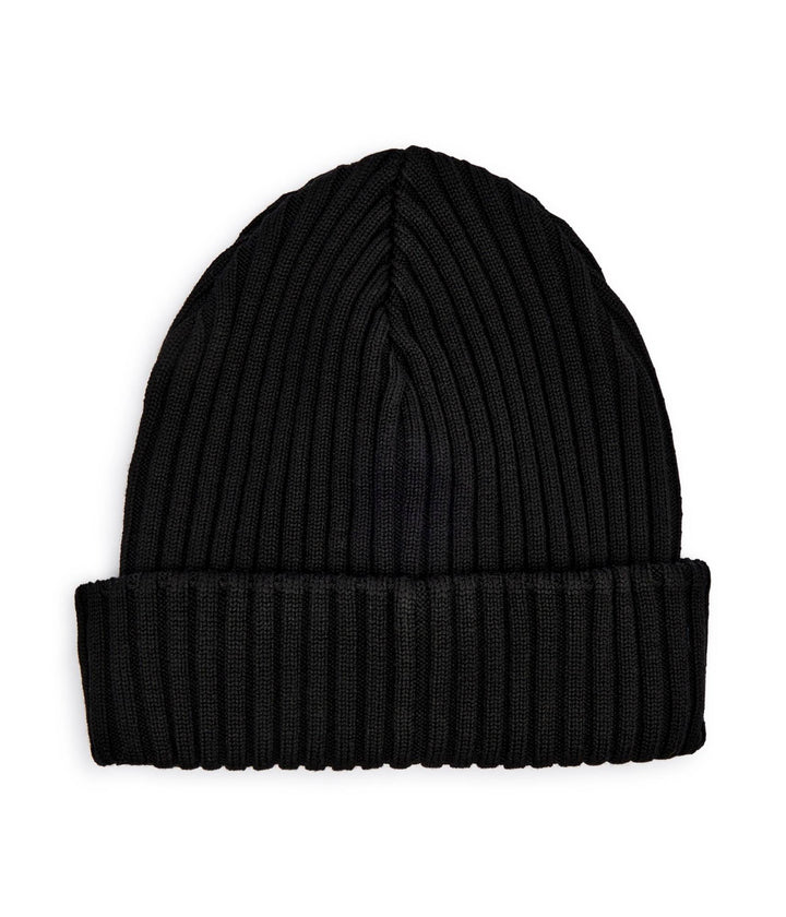 Paul & Shark Shark Tag Soft Cool Touch Wool Beanie | Black