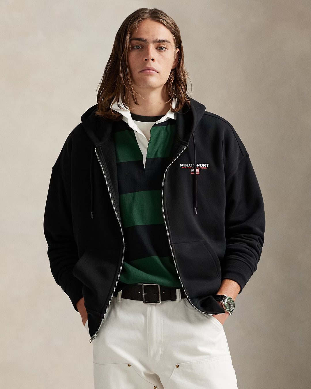 Ralph Lauren Relaxed Fit Polo Hoodie | Black
