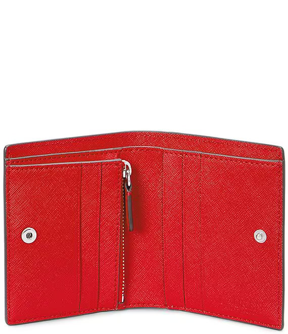 Lauren Ralph Lauren Crosshatch Leather Compact Wallet | Festive Red