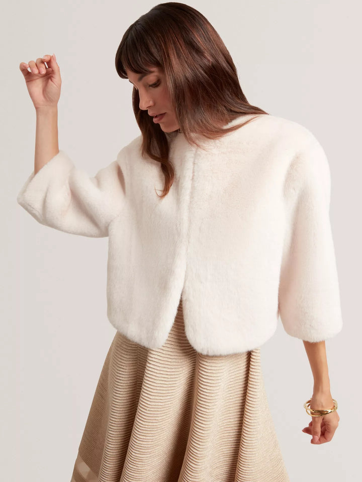 Ted Baker Primmra Cropped Faux Fur Jacket | Ivory