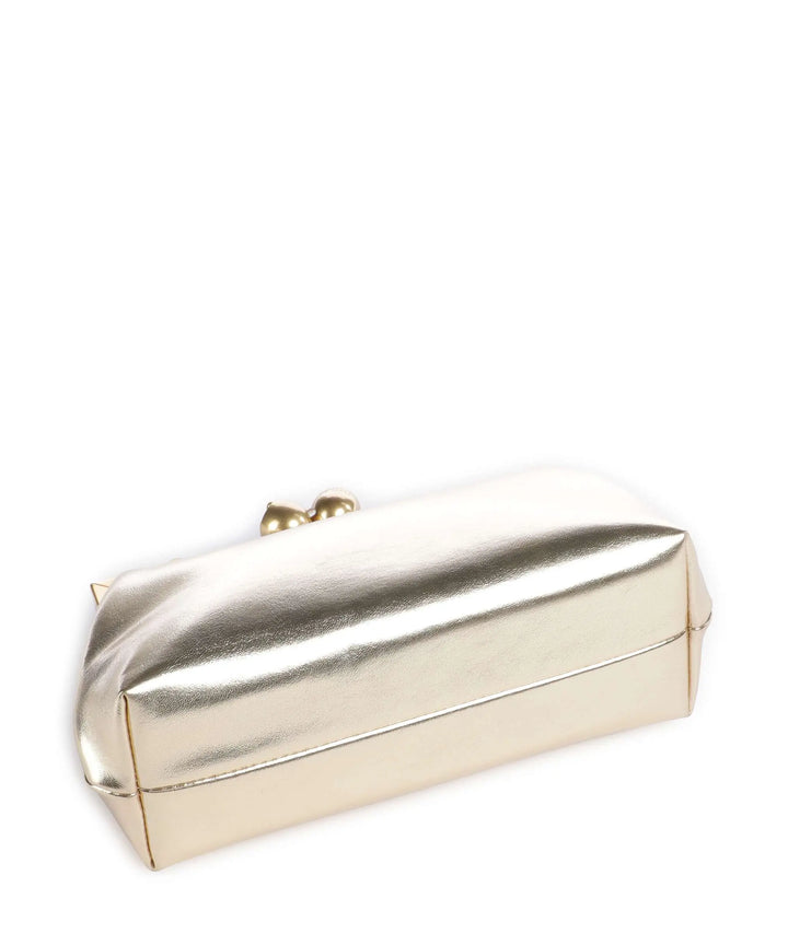 Ted Baker Sylviii Rose Detail Leather Metallic Clutch Bag | Gold