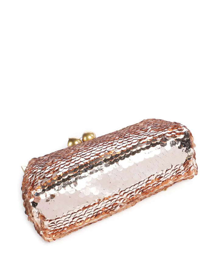 Ted Baker Sequinz Rose Detail Sequin Clutch Bag | Rose Gold