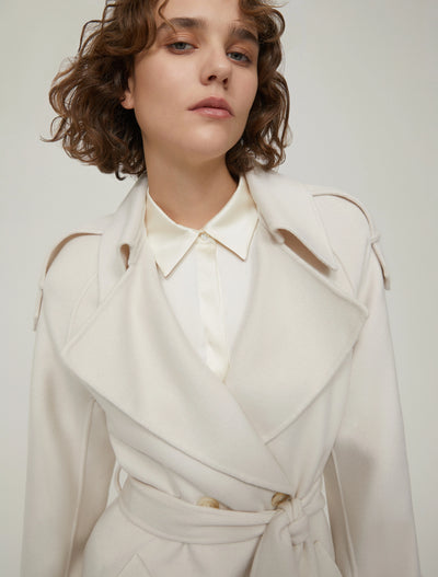 PennyBlack Zen Double-Woven Wool-Blend Coat | Ivory