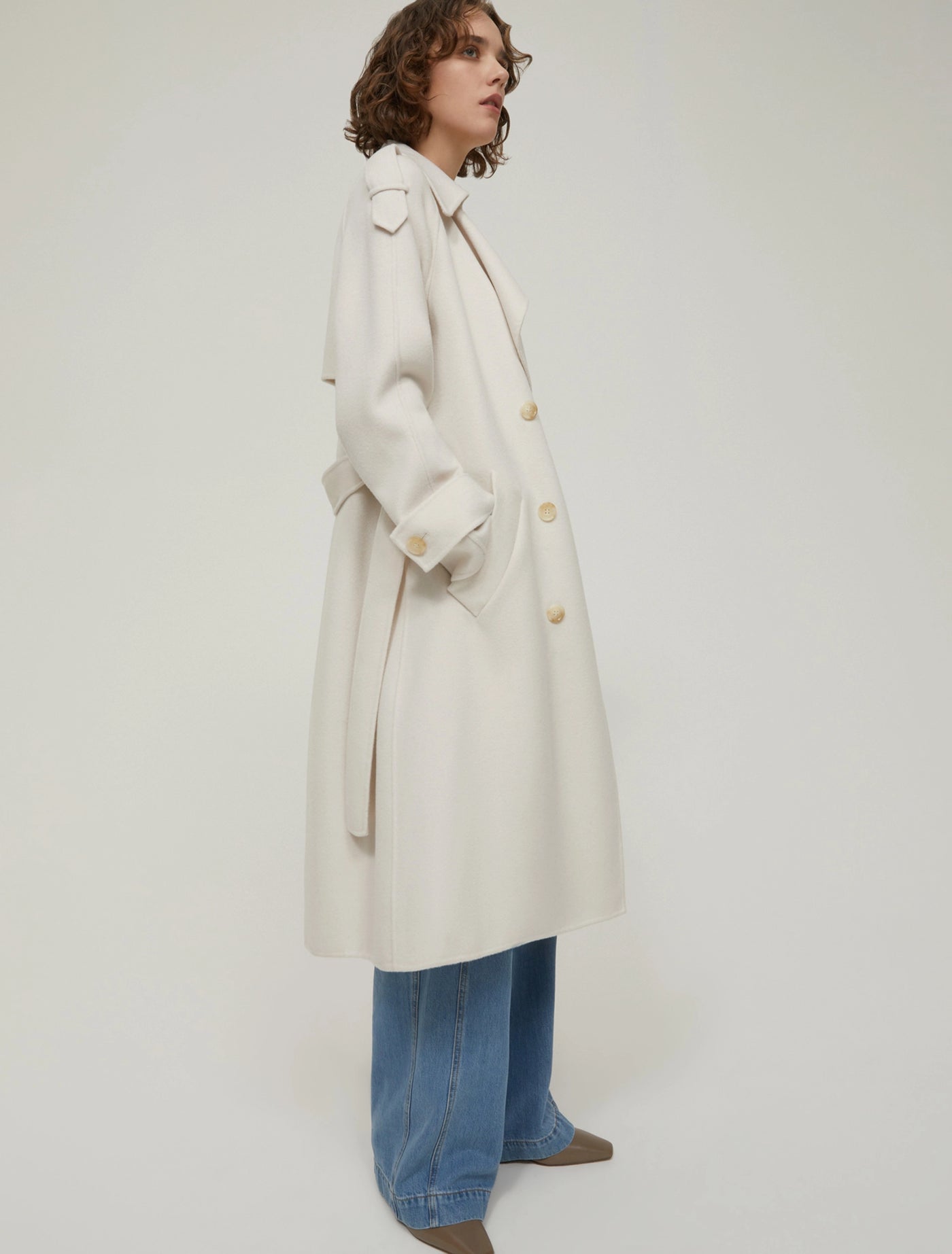 PennyBlack Zen Double-Woven Wool-Blend Coat | Ivory