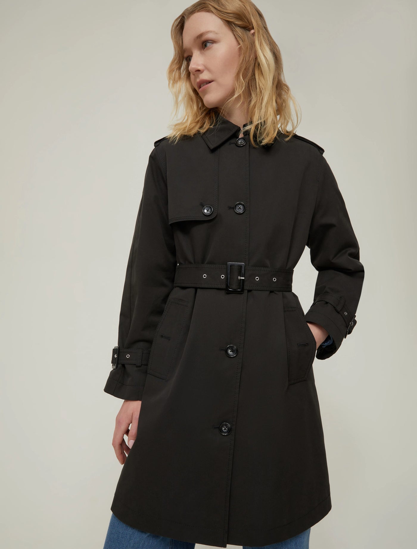 PennyBlack Rigel Single Breasted Gabardine Raincoat | Black