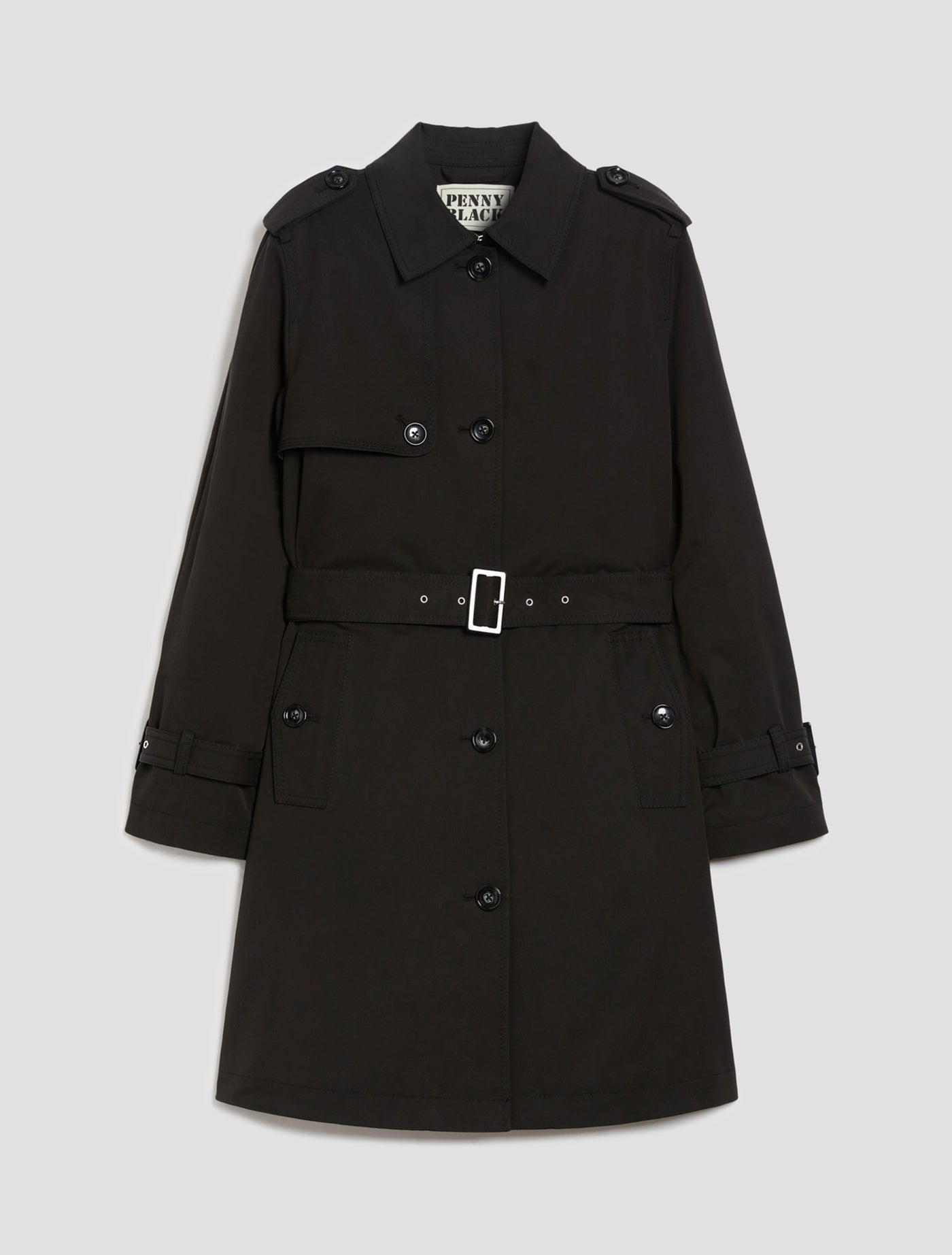 PennyBlack Rigel Single Breasted Gabardine Raincoat | Black