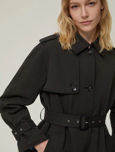 PennyBlack Rigel Single Breasted Gabardine Raincoat | Black