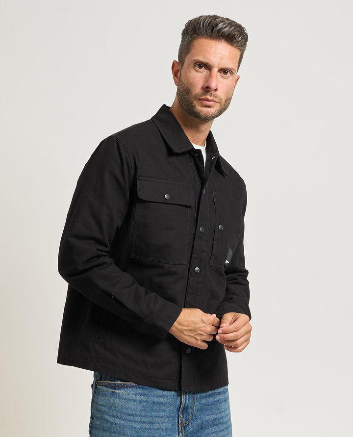 Karl Lagerfeld Cotton Canvas Overshirt Jacket | Black