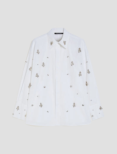 PennyBlack Rhinestone-Adorned Poplin Shirt | White