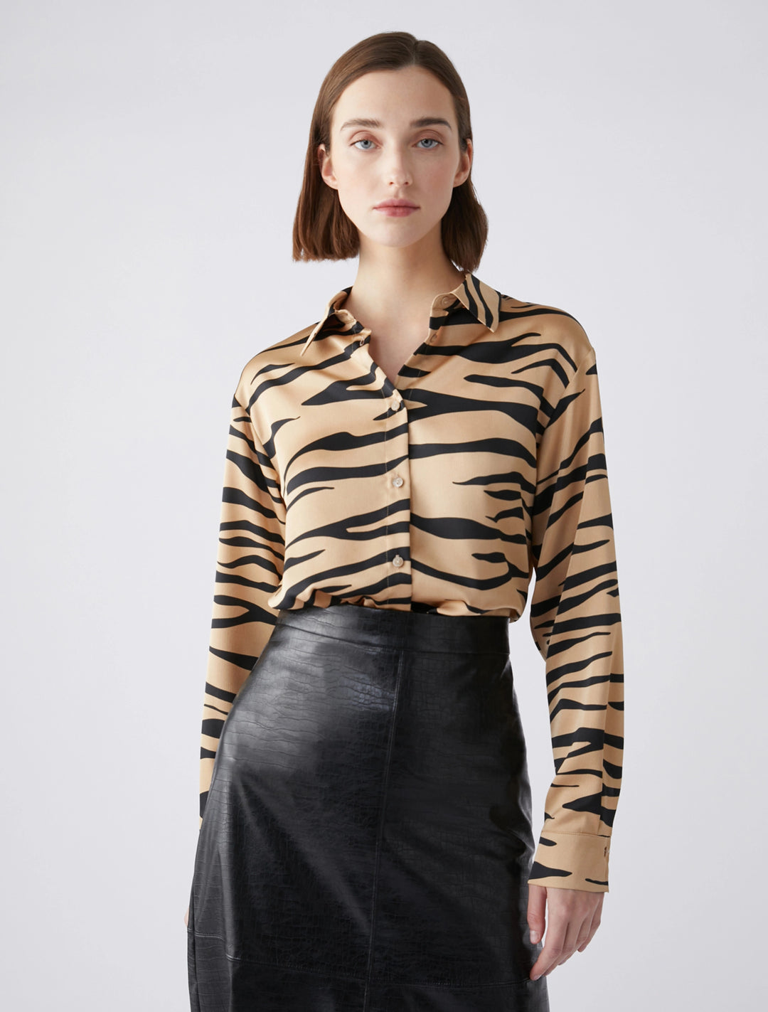 Penny Black Printed Satin Shirt | Camel