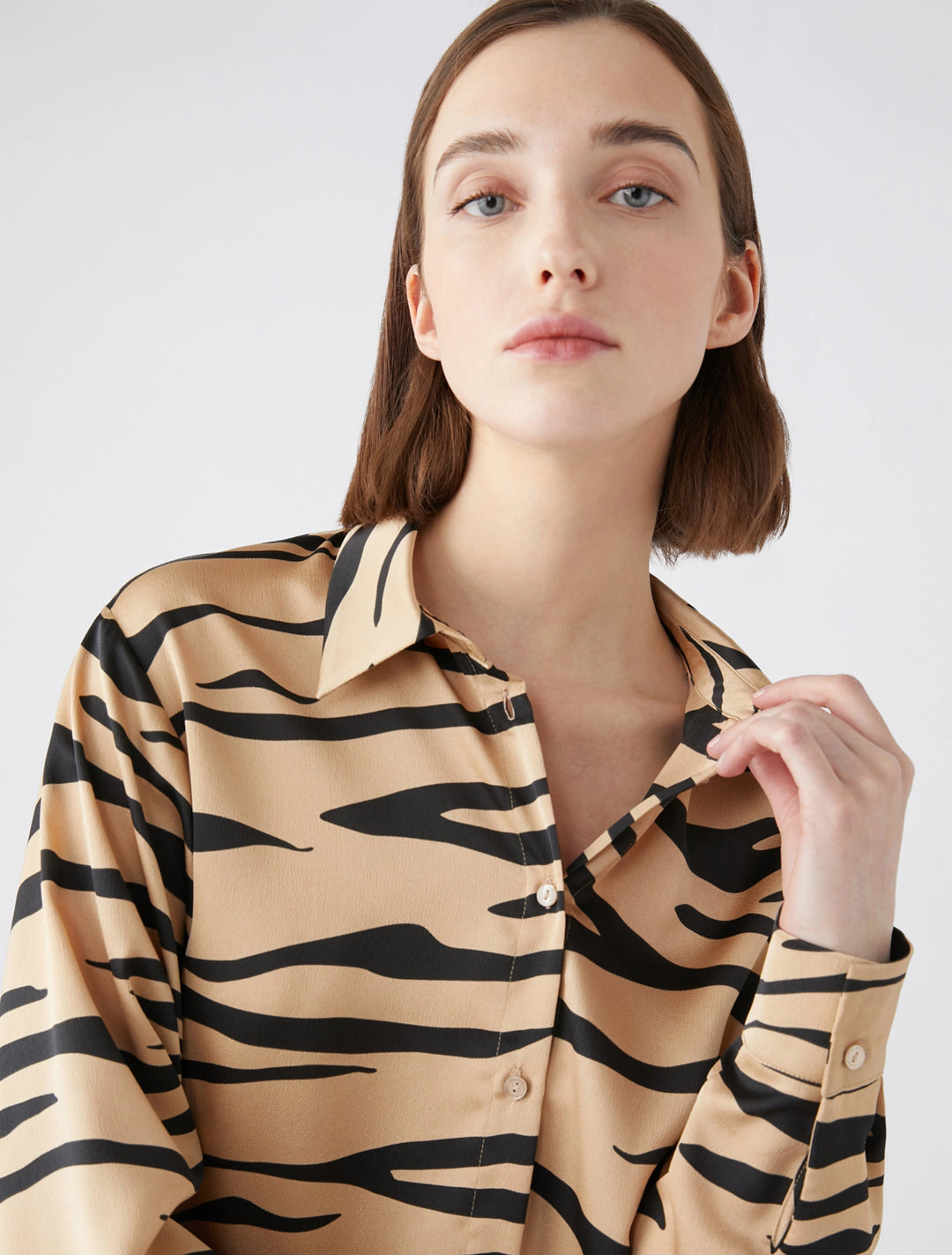Penny Black Printed Satin Shirt | Camel