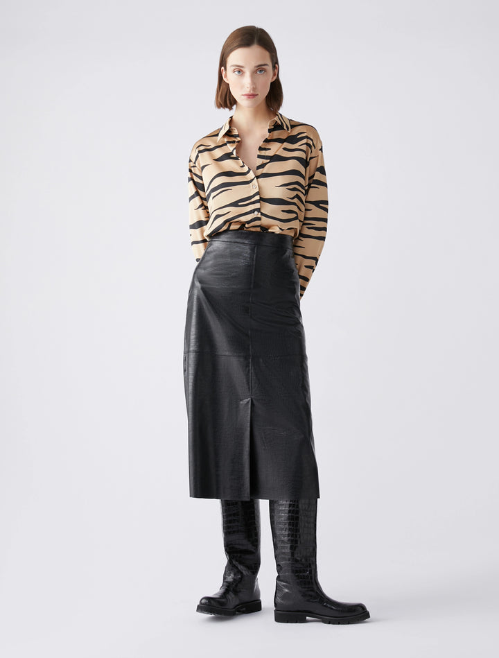 Penny Black Printed Satin Shirt | Camel