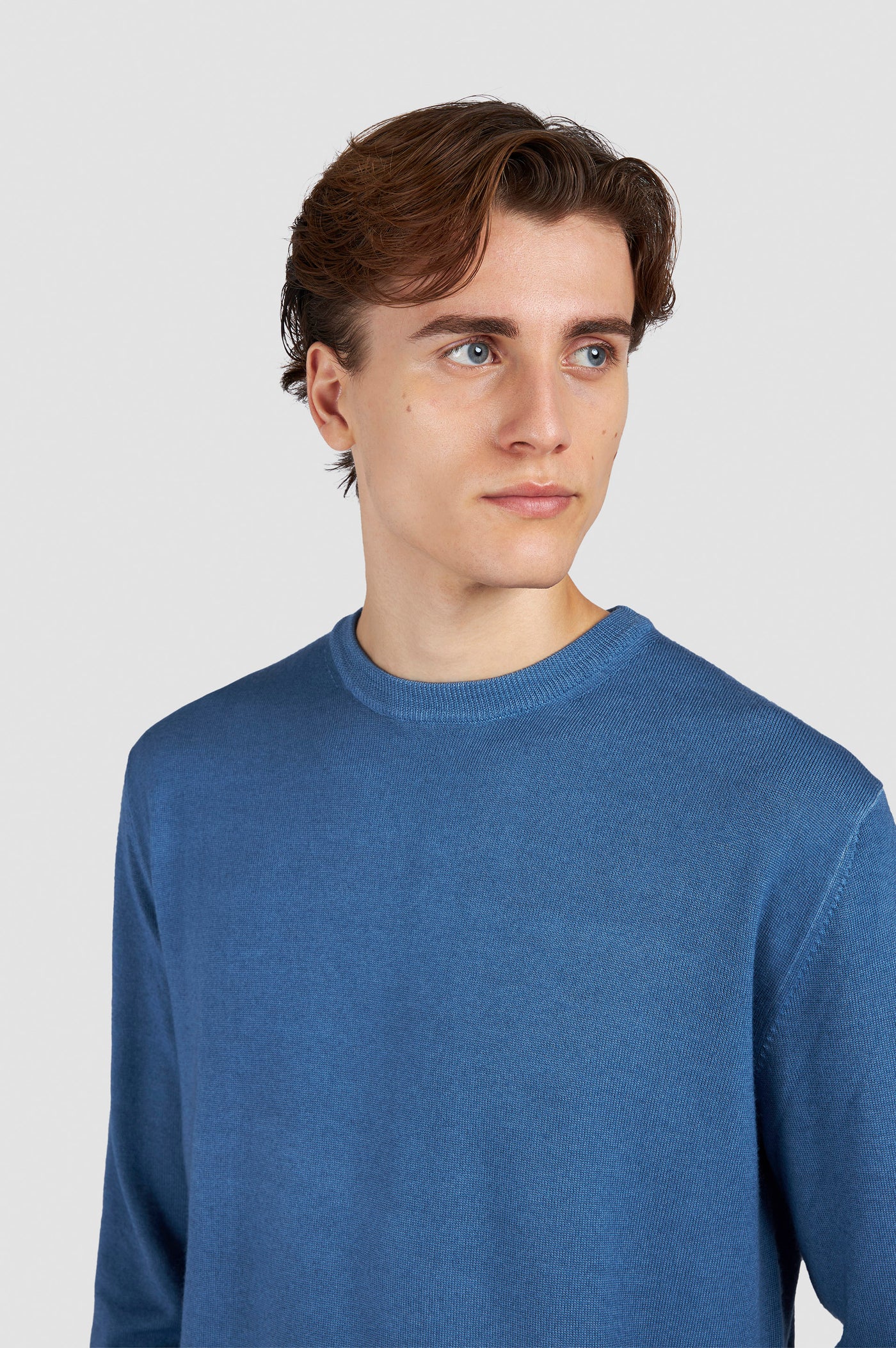 Paul & Shark Moon Badge Garment Dyed Wool Crewneck | Light Blue