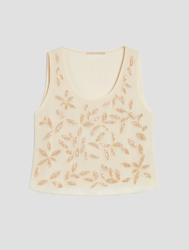 PennyBlack Embroidered Georgette Top | Vanilla