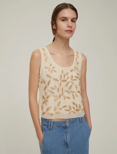 PennyBlack Embroidered Georgette Top | Vanilla