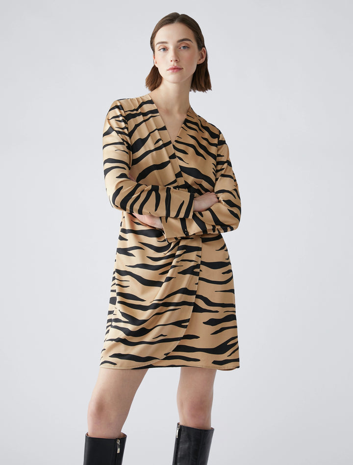 Penny Black Patterned Crossover Dress | Camel