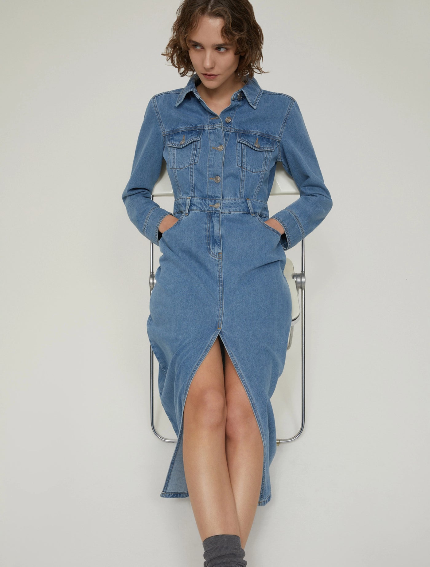 PennyBlack Lightweight Denim Shirt Dress | Navy