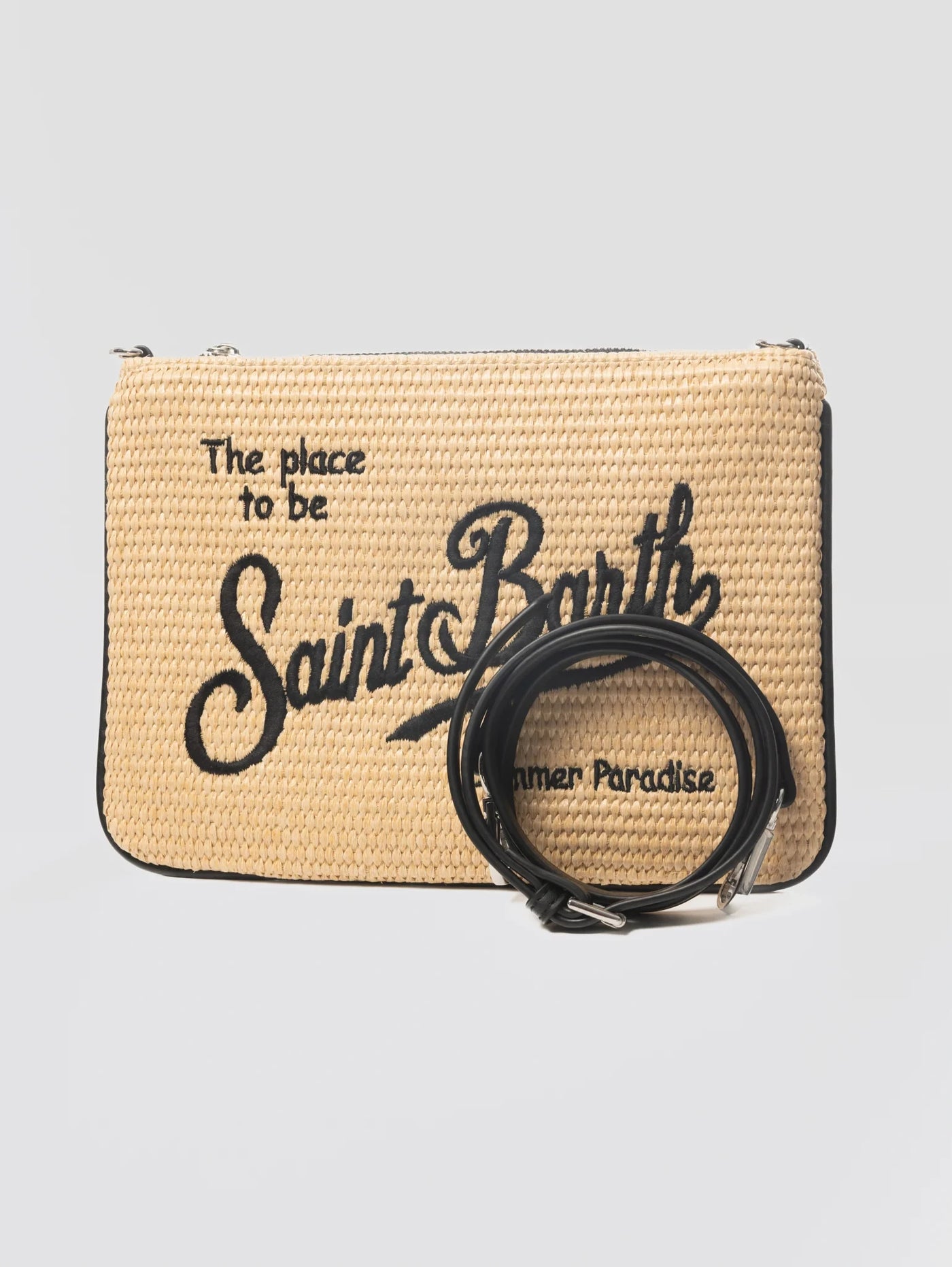 MC2 Saint Barth Parisienne Straw Effect Pouch Bag | Black